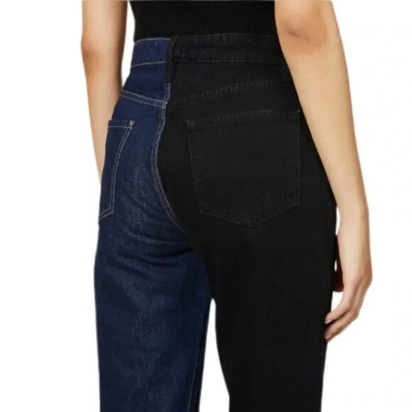 FRAME Le Jane Colour-Block StraightLeg High-Rise Stretch Denim Jeans Size27 Tall - Picture 7 of 12